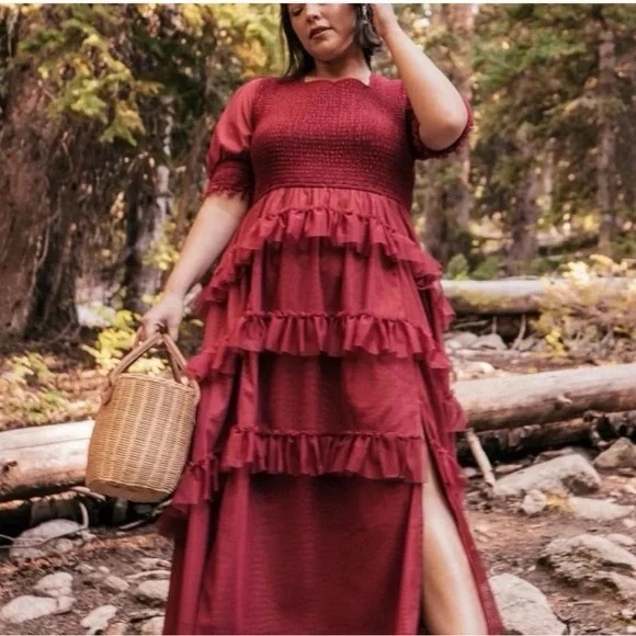 NWOT JESSAKAE Women's Daphne Dress, Burgundy  size 1XL - Picture 5 of 16